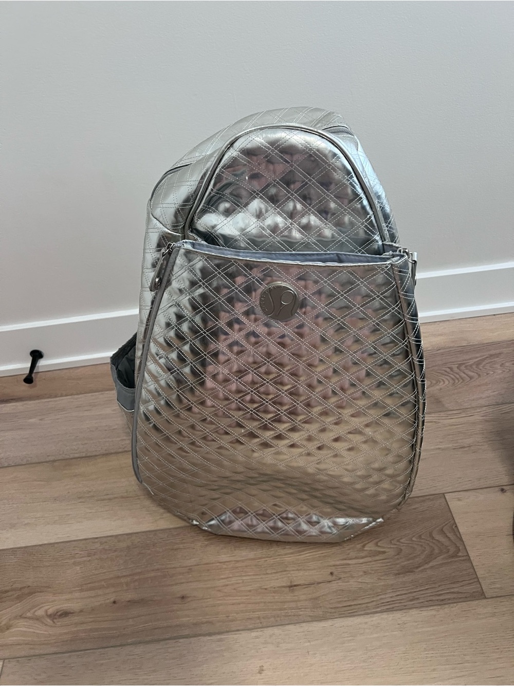 lululemon athletica Metallic Silver Quilted Backpack